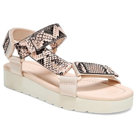 New VINCE Carver Sport Adjustable Strap Sandals Lychee Pink Snake Print eu 38.5 - Picture 1 of 13
